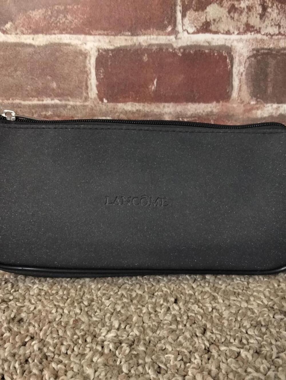 Lancome Classic Cosmetic Bag Vintage Pouch Black Gray Sparkles Travel Case